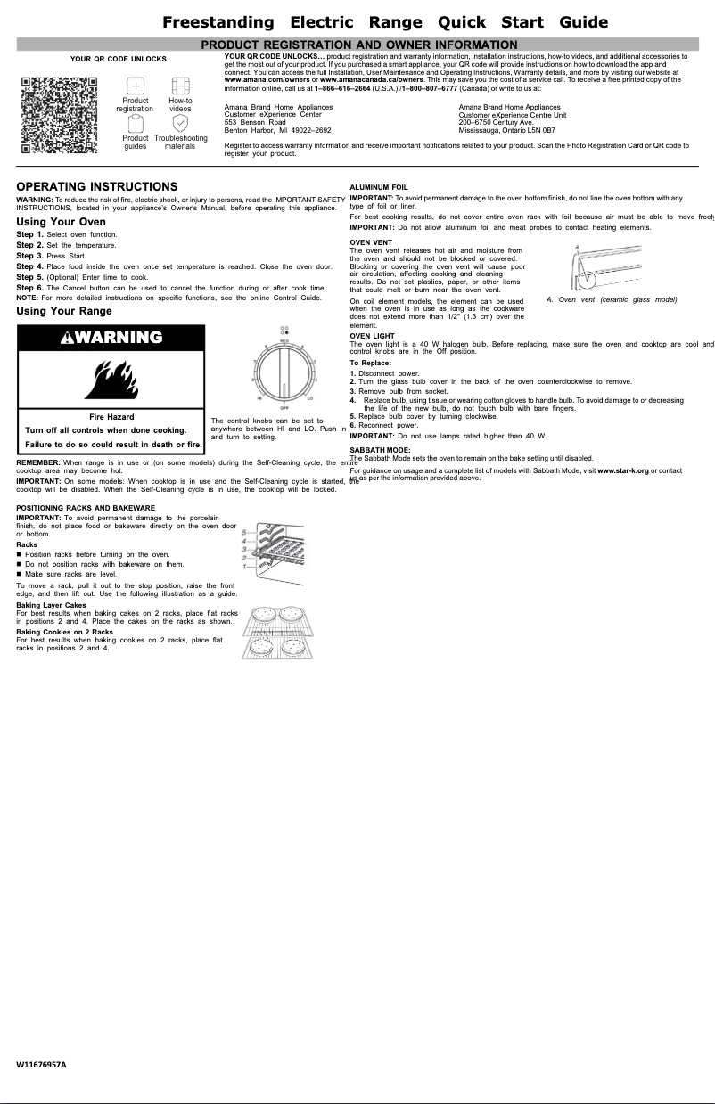 Page n°1 - Guide de démarrage rapide Amana AER6303MFB