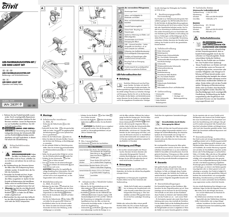 Page n°1 - Manuel utilisateur Crivit IAN 285919