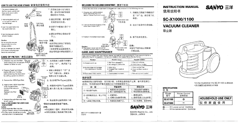 Page 1 de la notice Manuel utilisateur Sanyo SC-X1100