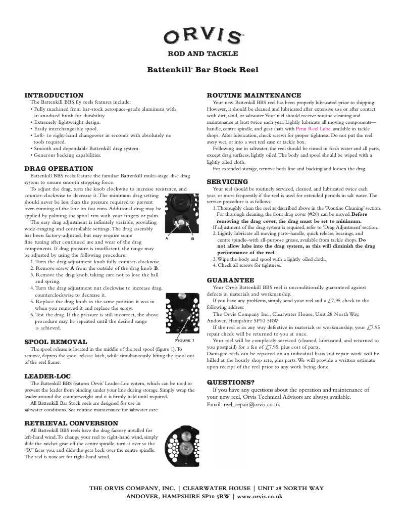 Page 1 de la notice Manuel utilisateur Orvis Battenkill Bar Stock IV