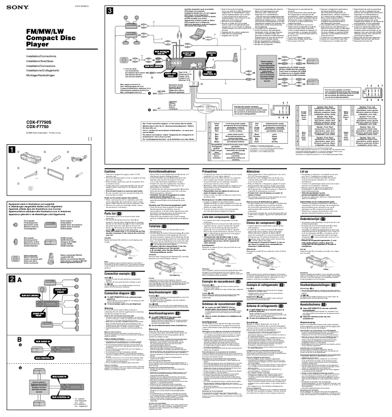 Página 1 del manual Guía de instalación Sony CDX-F7750