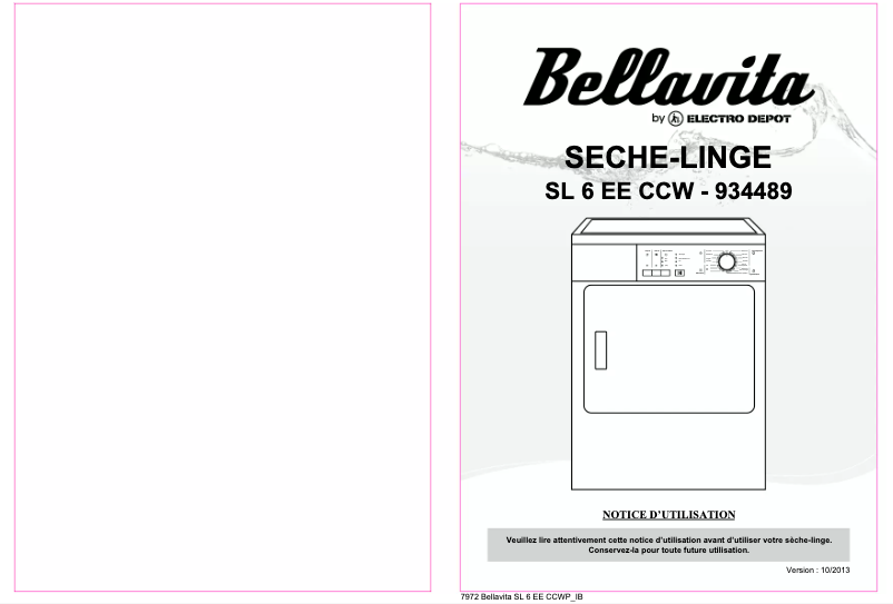 Page n°1 - Manuel utilisateur Bellavita SL 6 EE CCW