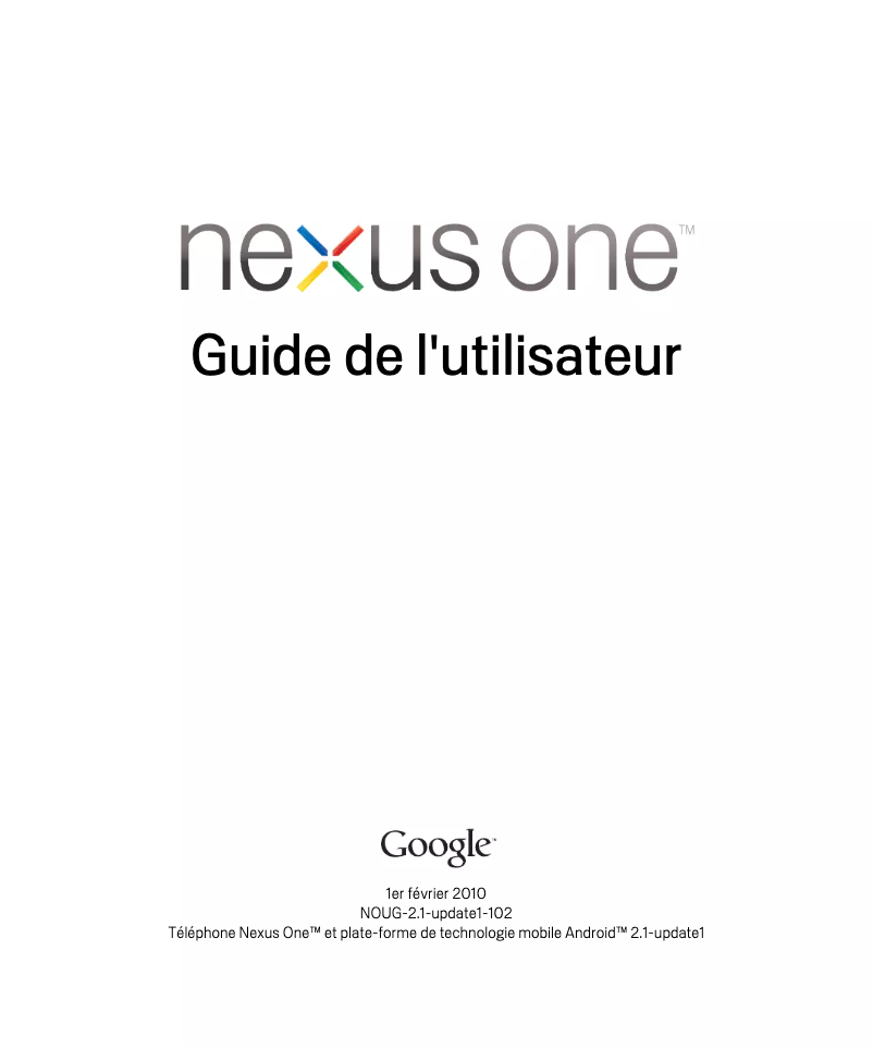 Image de la première page du manuel de l'appareil Nexus One