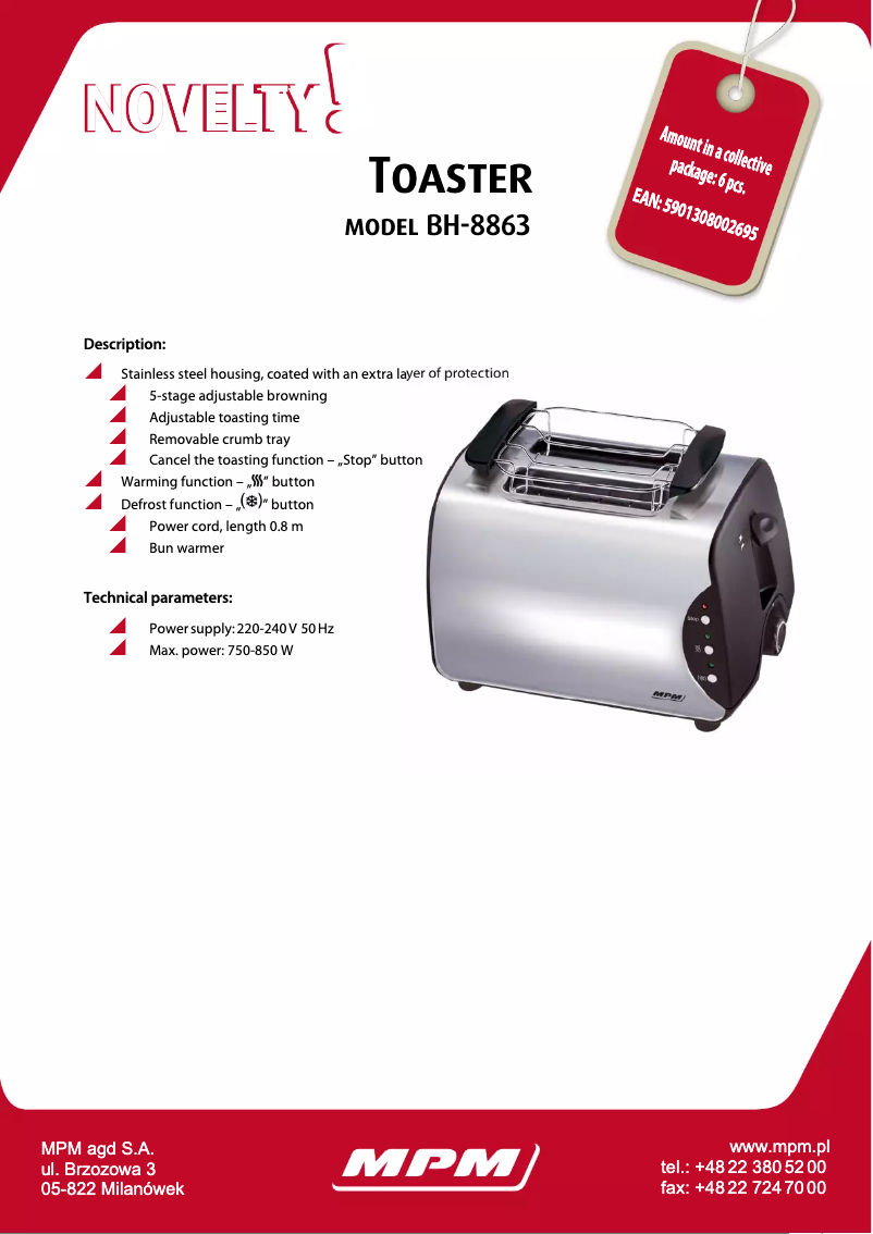 Page 1 of the manual Technical Sheet MPM BH-8863