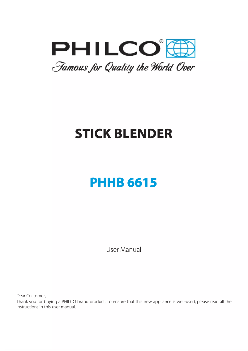 Page n°1 - Manuel utilisateur Philco PHHB 6615