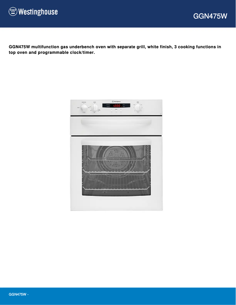 Image de la première page du manuel de l'appareil GGN475W