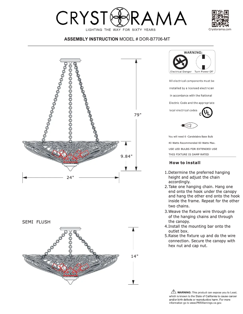 Página 1 del manual Manual de usuario Crystorama Doral DOR-B7706-MT