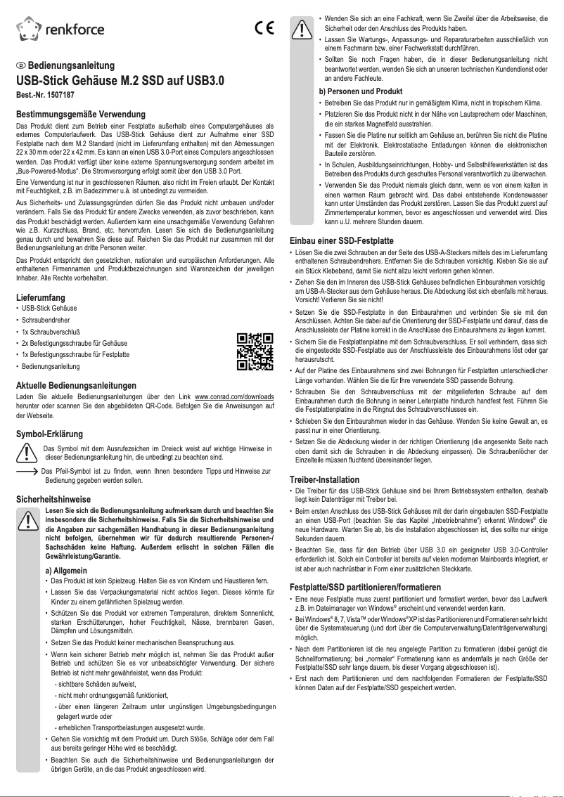 Page n°1 - Manuel utilisateur Renkforce RF-4521561