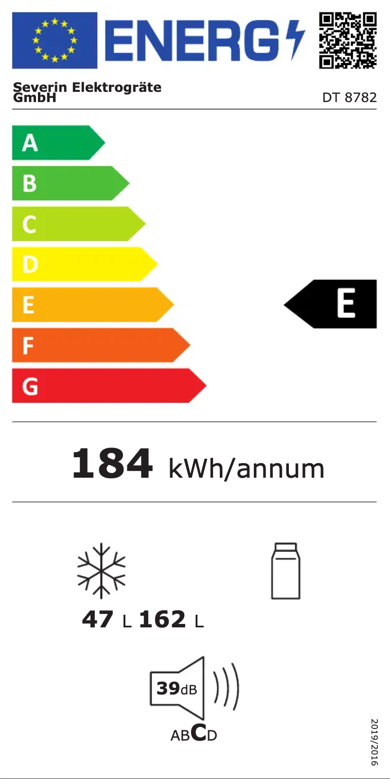 Page n°1 - Label énergétique Severin DT 8782