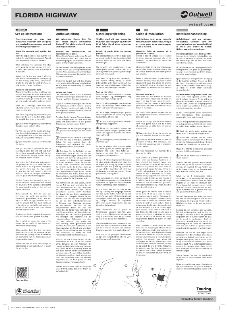 Página 1 del manual Manual de usuario Outwell Touring Florida Highway