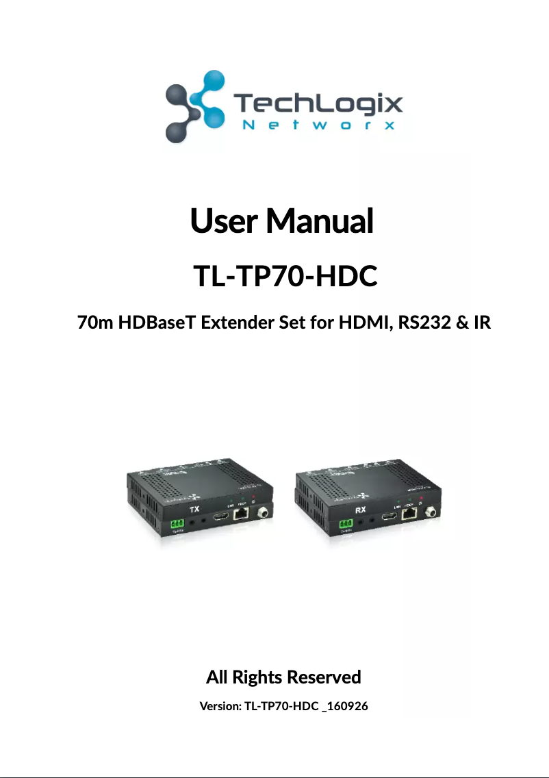 Page n°1 - Manuel utilisateur TechLogix Networx TL-TP70-HDC