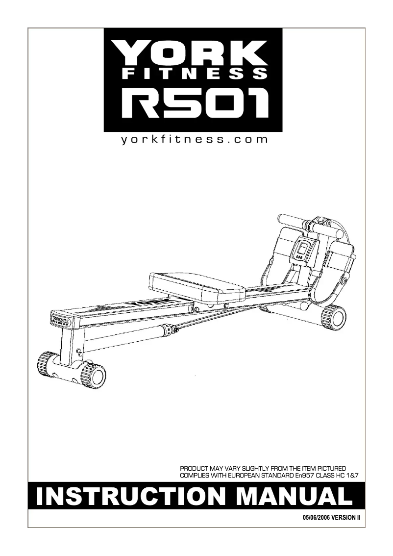 Page 1 de la notice Manuel utilisateur York Fitness R501