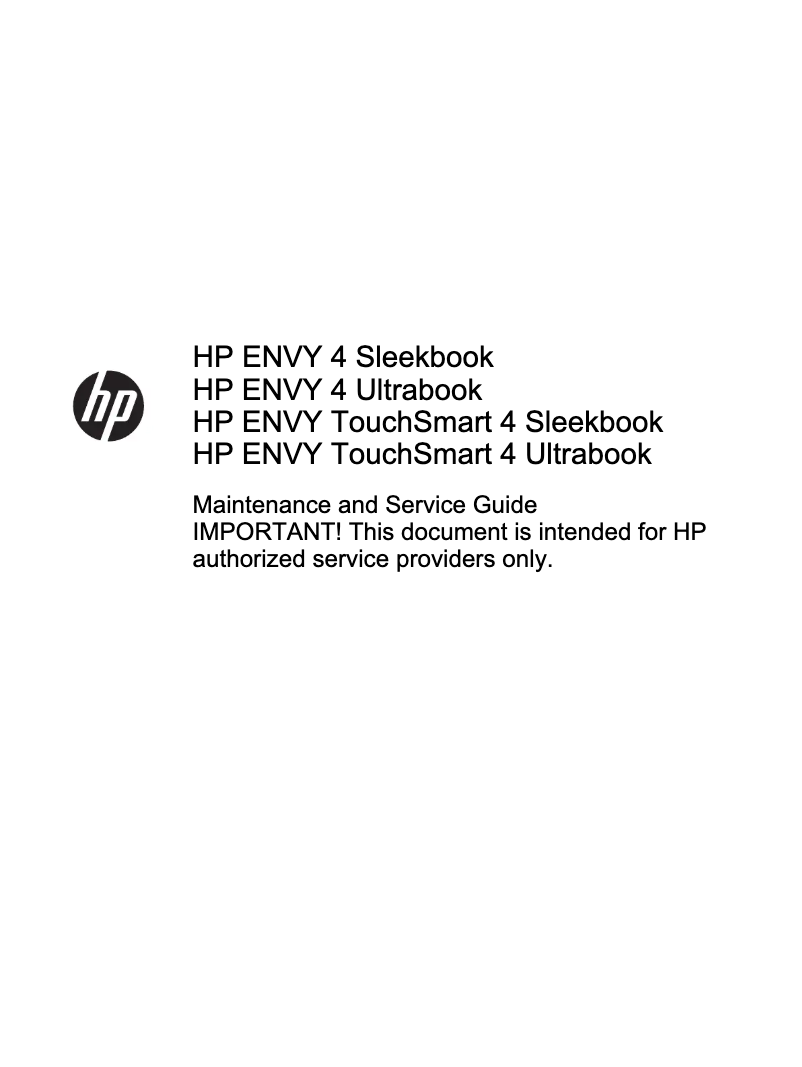 Page 1 de la notice Manuel utilisateur HP Envy TouchSmart Ultrabook 4