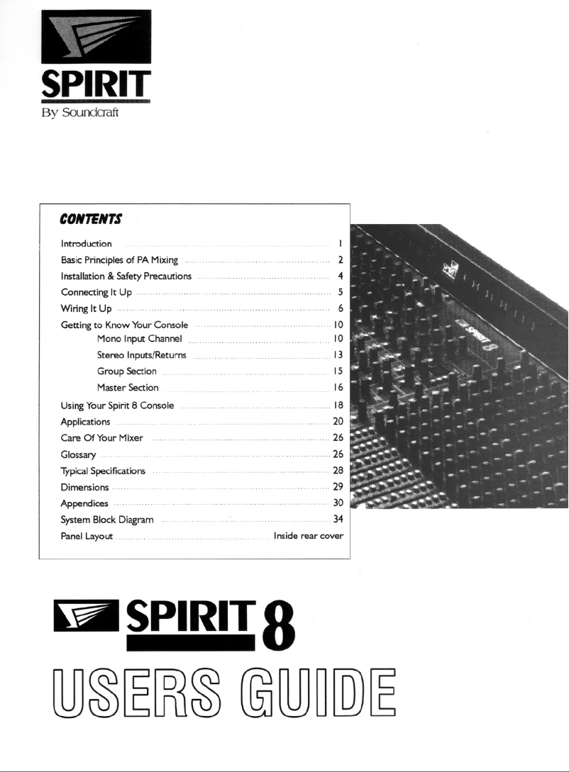 Page 1 de la notice Manuel utilisateur Soundcraft Spirit 8