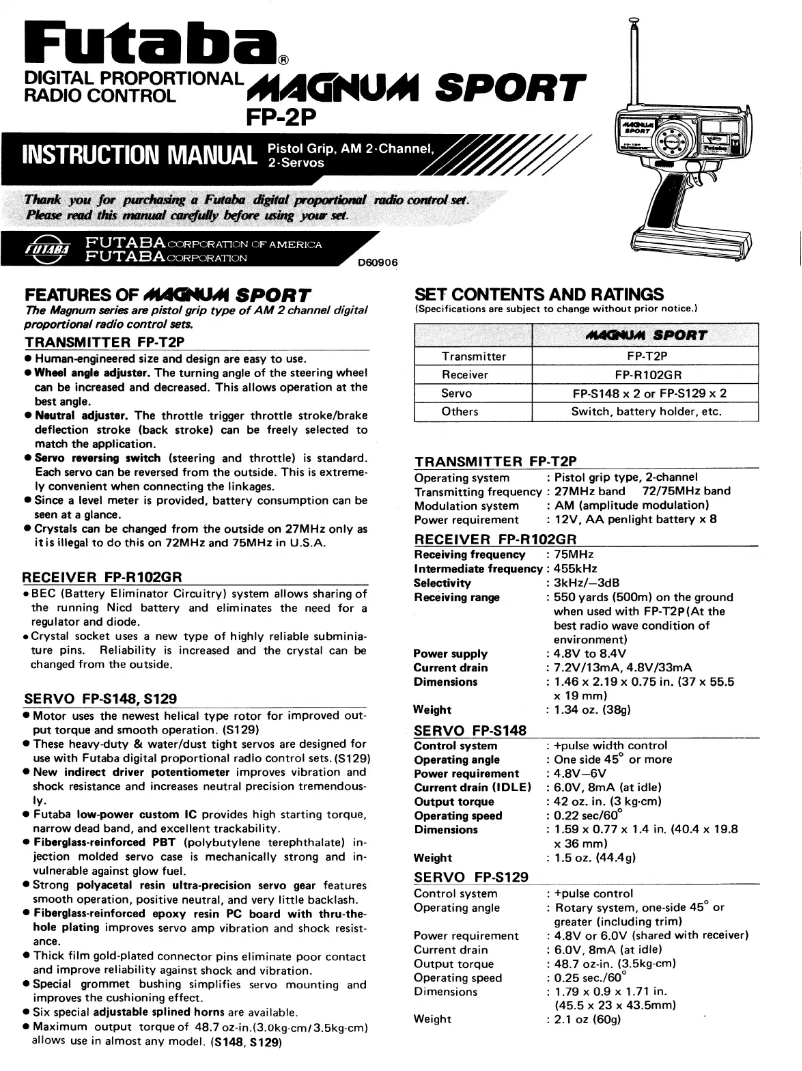 Page 1 de la notice Manuel utilisateur Futaba MAGNUM_SPORT