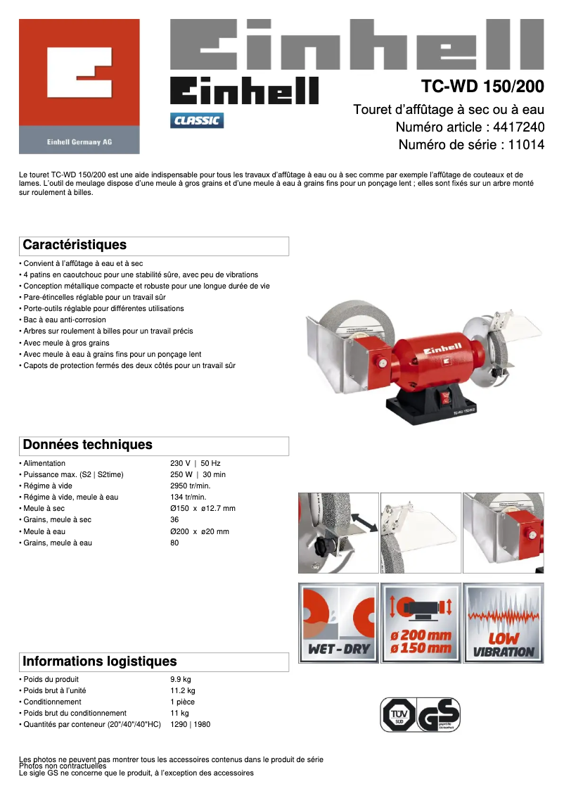 Image de la première page du manuel de l'appareil TC-WD 150/200