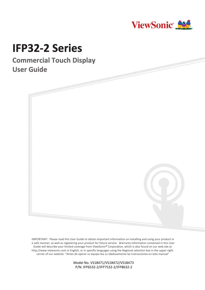 Page 1 de la notice Manuel utilisateur Viewsonic IFP8632-2