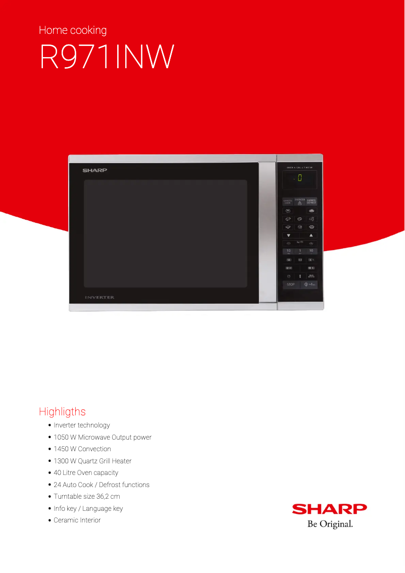 Page 1 de la notice Fiche technique Sharp R-971INW