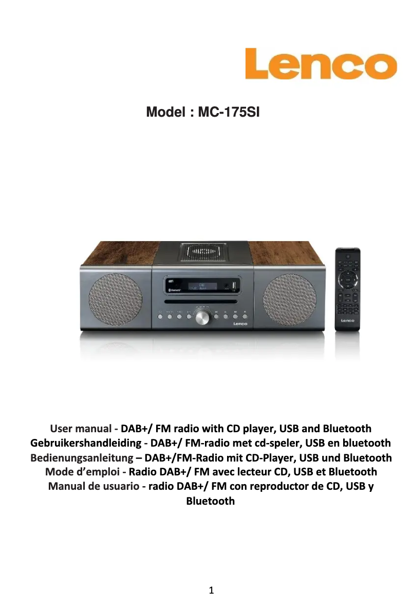 Page 1 de la notice Manuel utilisateur Lenco MC-175SI
