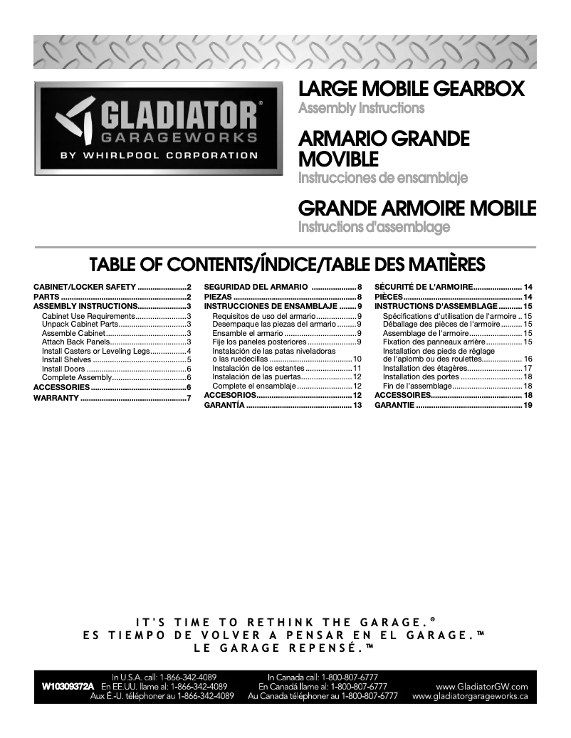Page n°1 - Guide d'installation Gladiator GALG36CKXG