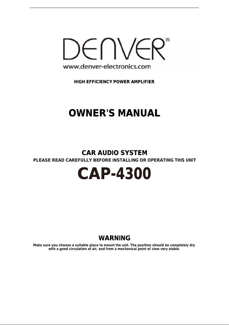 Page 1 de la notice Manuel utilisateur Denver CAP-4300