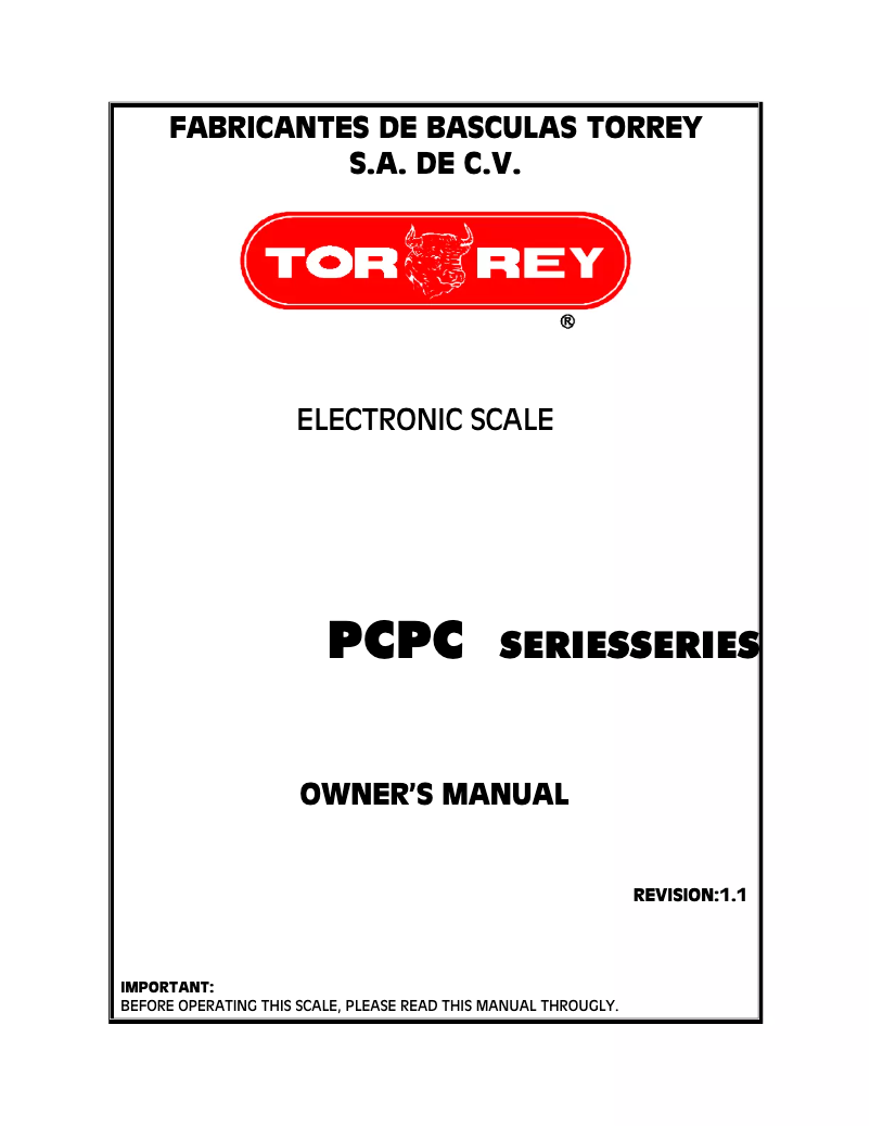 Page n°1 - Manuel utilisateur Tor Rey PC-80L