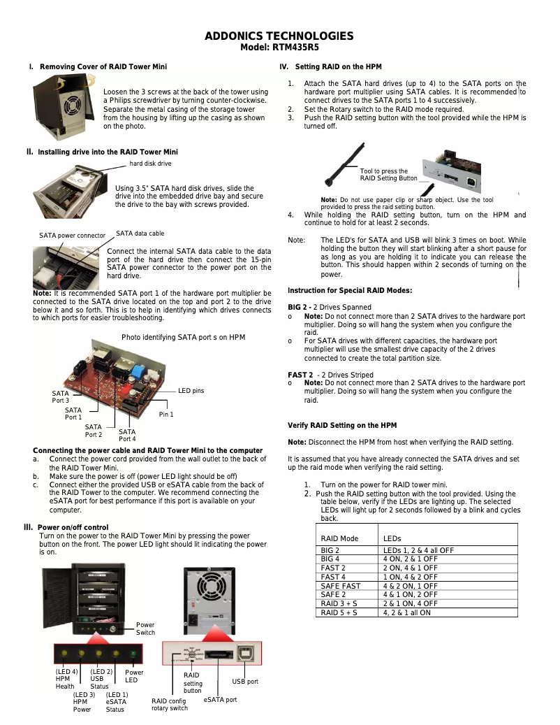 Image de la première page du manuel de l'appareil RAID Tower Mini