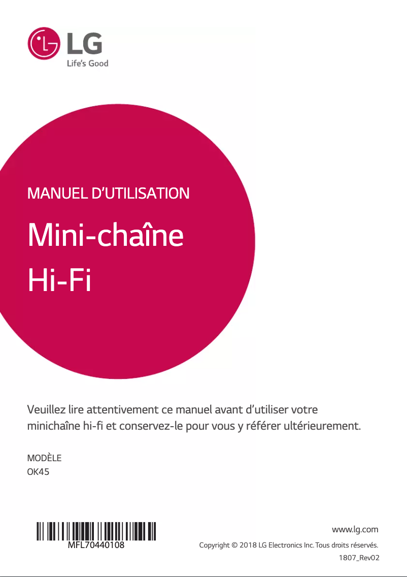 Image de la première page du manuel de l'appareil OK45