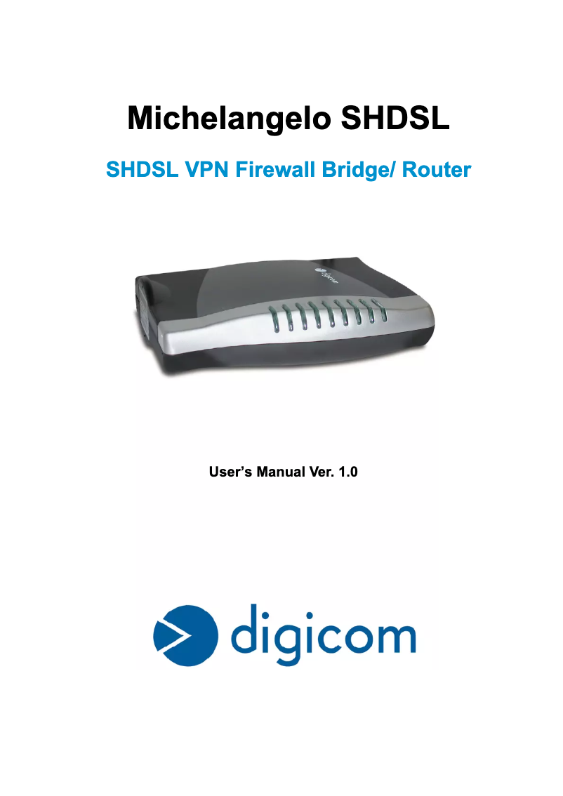Image de la première page du manuel de l'appareil Michelangelo SHDSL