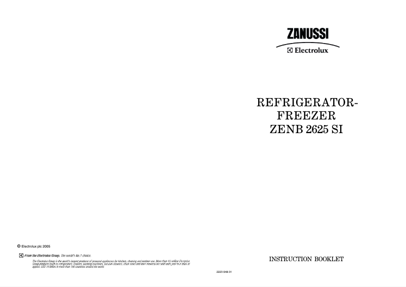 Image de la première page du manuel de l'appareil ZENB2625SI