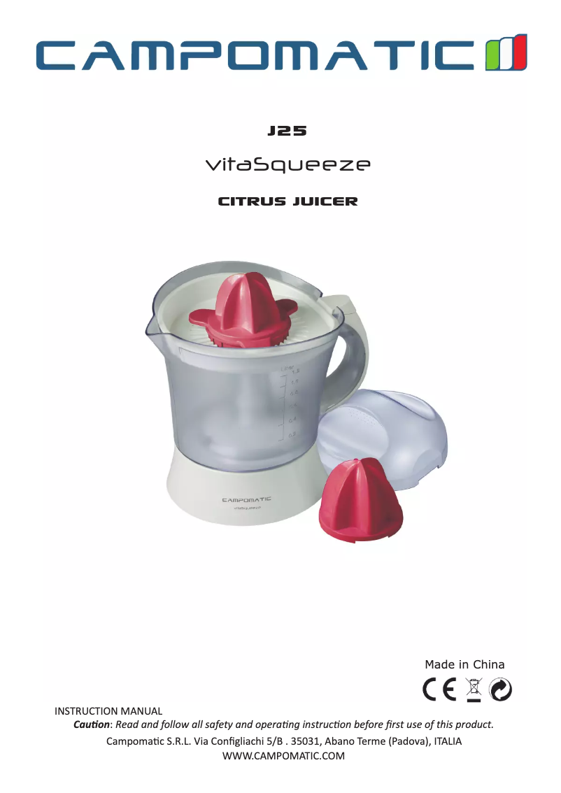 Page 1 de la notice Manuel utilisateur Campomatic J25