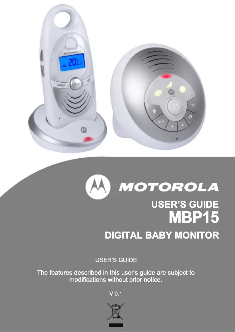 Page 1 de la notice Manuel utilisateur Motorola MBP15