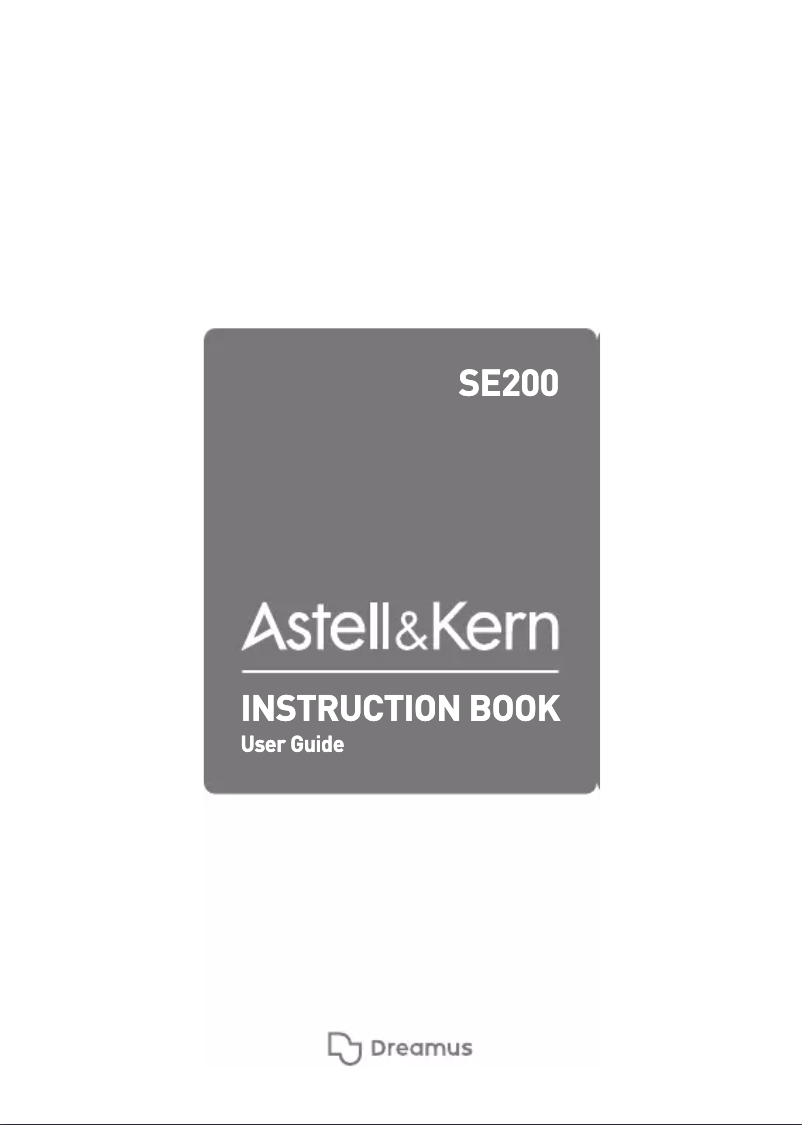 Page n°1 - Manuel utilisateur Astell&Kern SE200