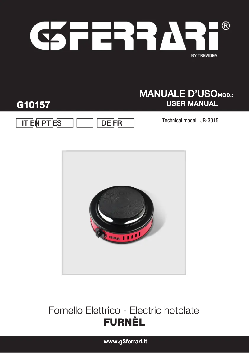 Page 1 de la notice Manuel utilisateur G3 Ferrari Furnèl G10157