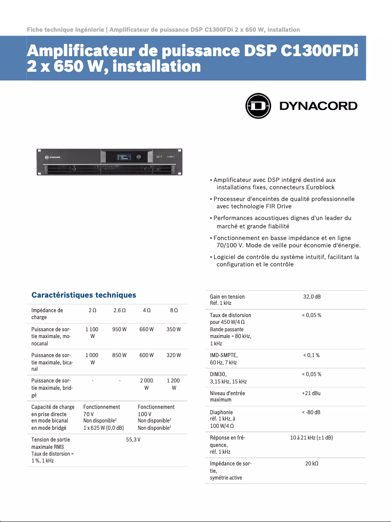 Page n°1 - Fiche technique Dynacord C1300FDi