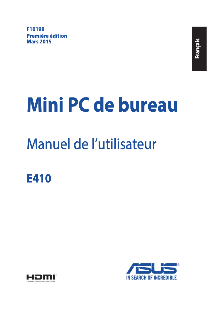 Page 1 de la notice Manuel utilisateur Asus Essentio E410