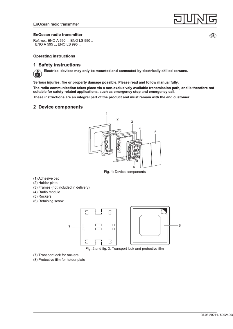 Page n°1 - Manuel utilisateur JUNG ENOLS995P01