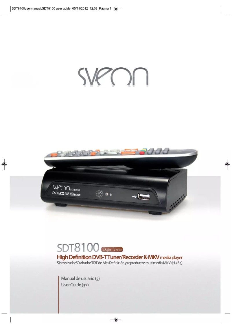 Page n°1 - Manuel utilisateur Sveon SDT8100