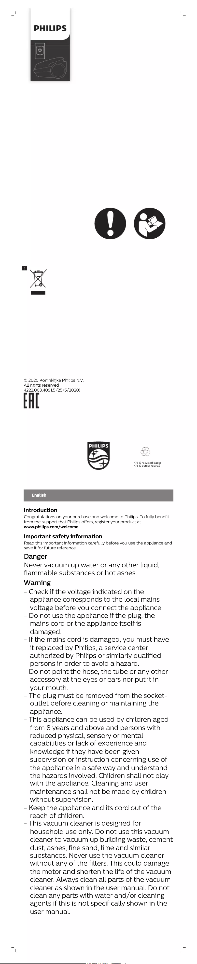 Página 1 del manual Manual de usuario Philips PowerGo FC8295