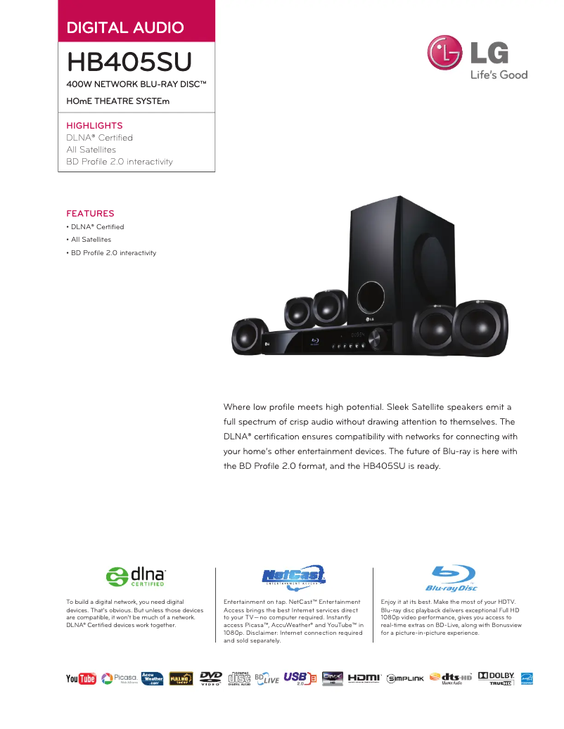 Page n°1 - Fiche technique LG HB405SU