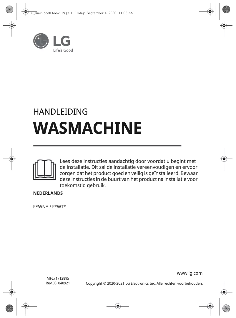 Page 1 de la notice Manuel utilisateur LG F4WT409AIDD