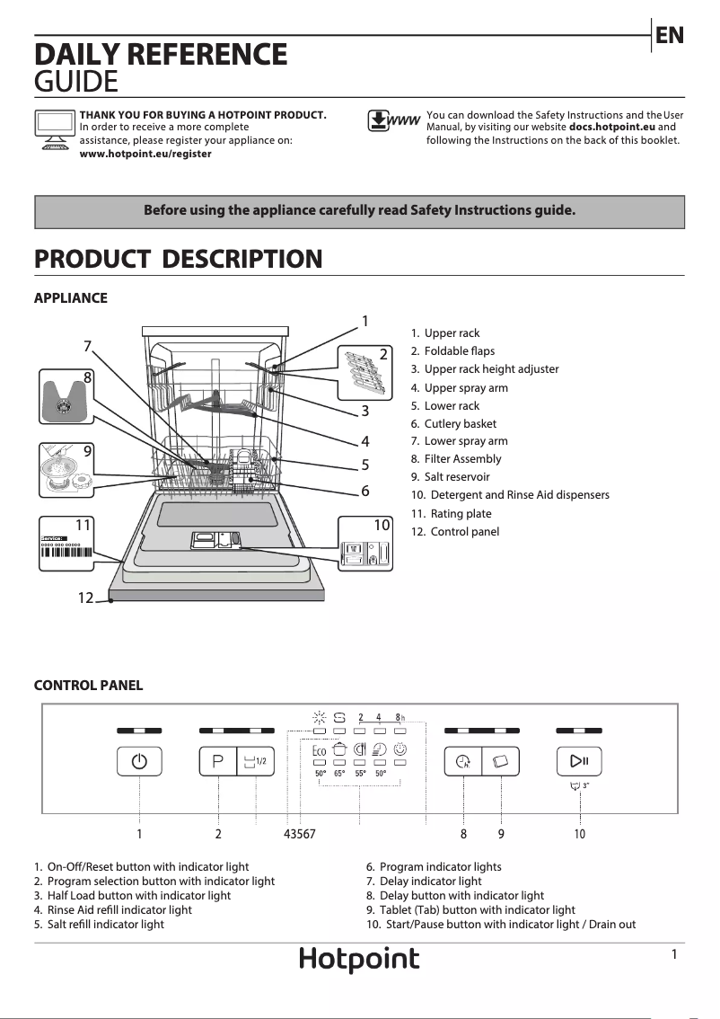 Page 1 de la notice Manuel utilisateur Hotpoint HBC 2B19 UK N