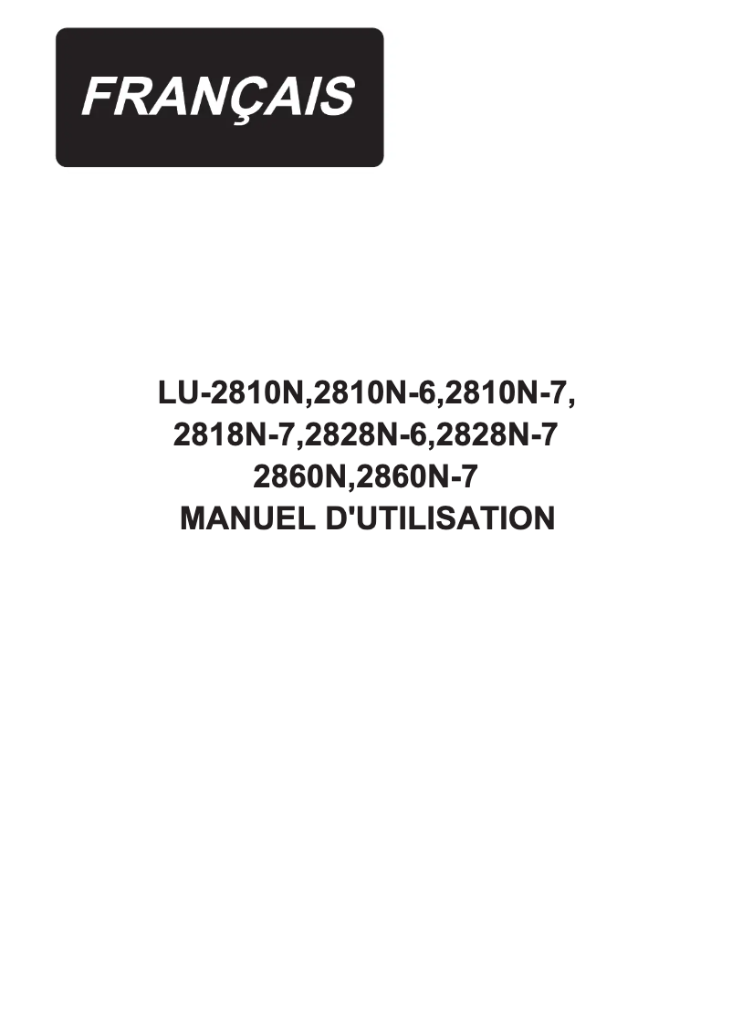 Page n°1 - Manuel utilisateur Juki LU-2860N