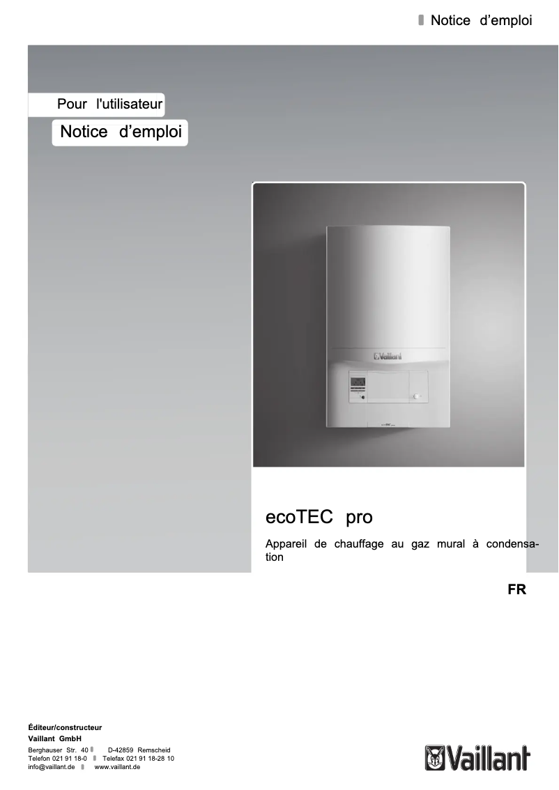 Página 1 del manual Manual de usuario Vaillant EcoTec pro VHR CW 4/5-3 EXP
