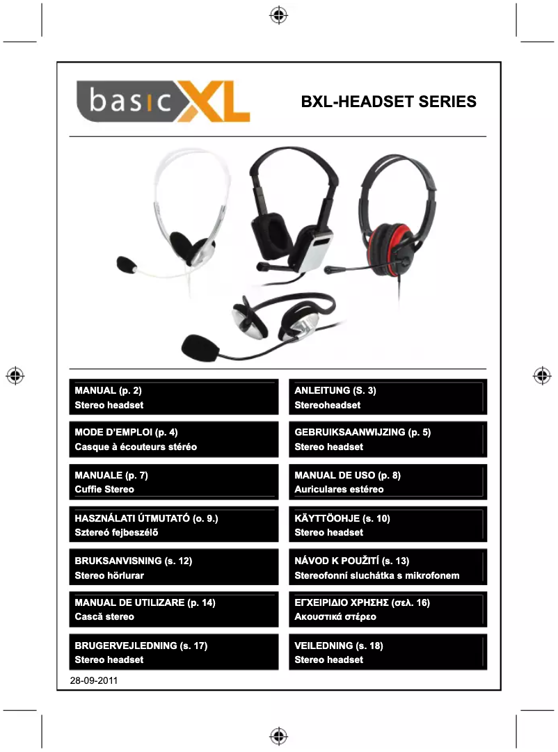 Page n°1 - Manuel utilisateur basicXL BXL-HEADSET10