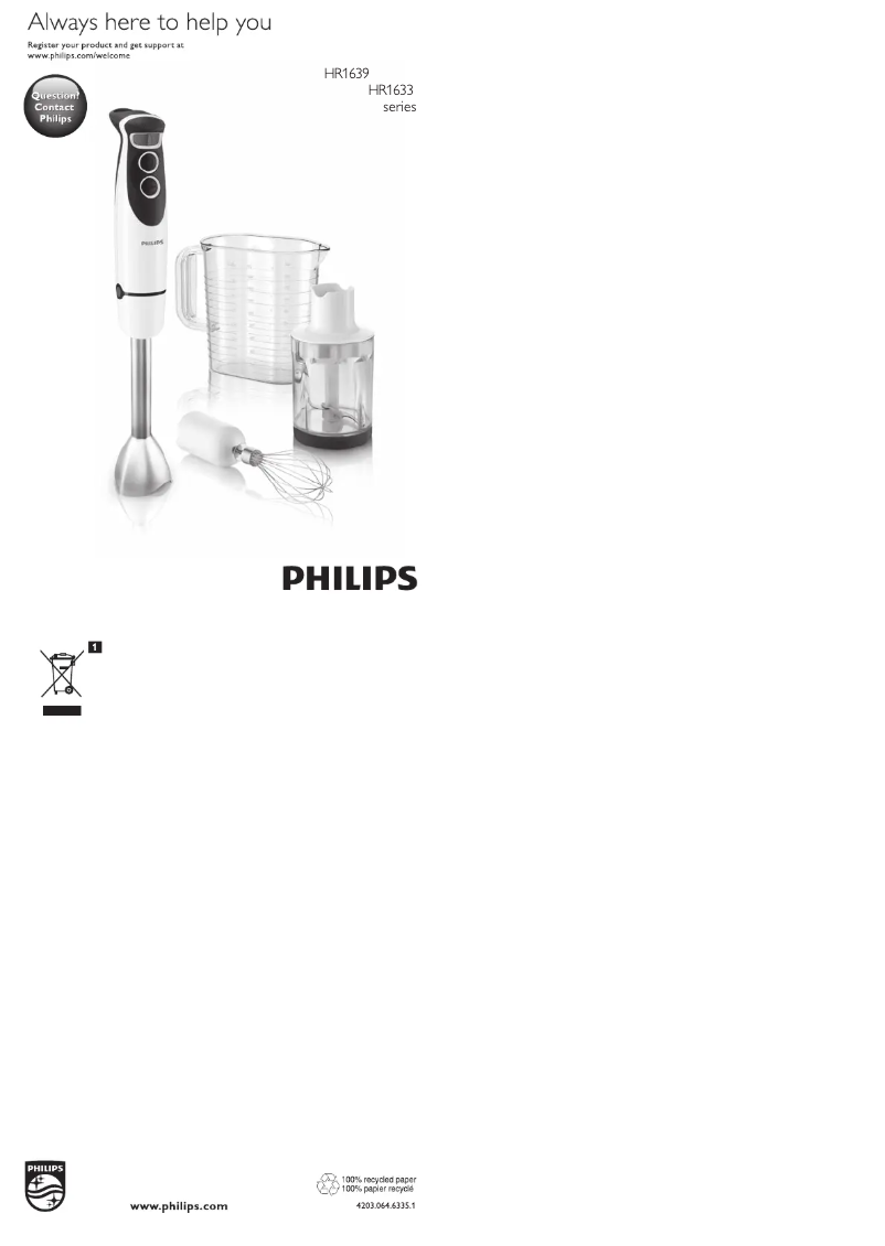 Page n°1 - Manuel utilisateur Philips Viva Collection HR1637