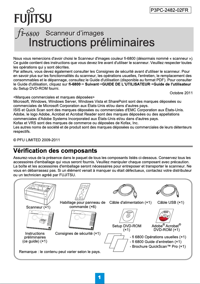 Image de la première page du manuel de l'appareil fi-6800