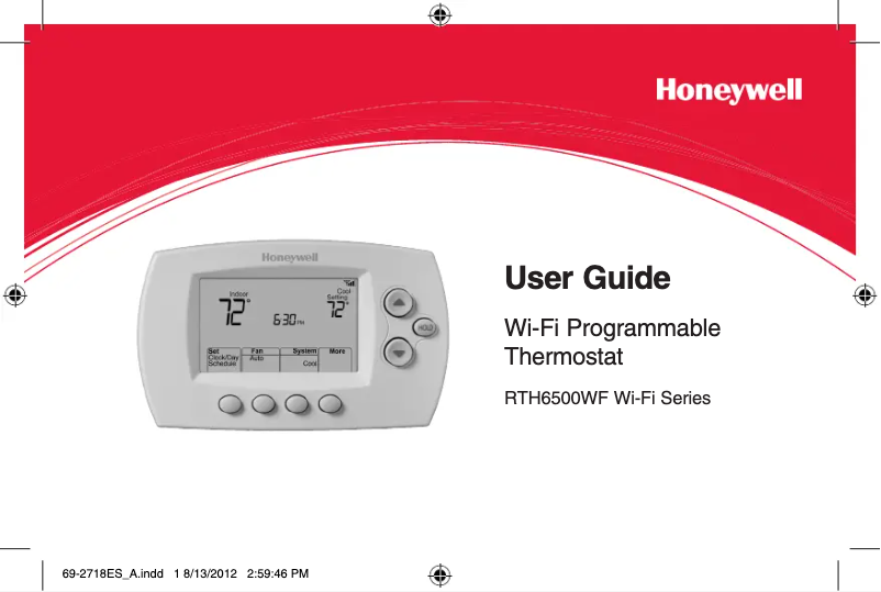Page n°1 - Manuel d'utilisation et d'entretien Honeywell RTH6580WF