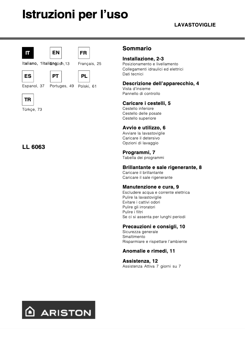 Página 1 del manual Manual de usuario Hotpoint Ariston LL 6063