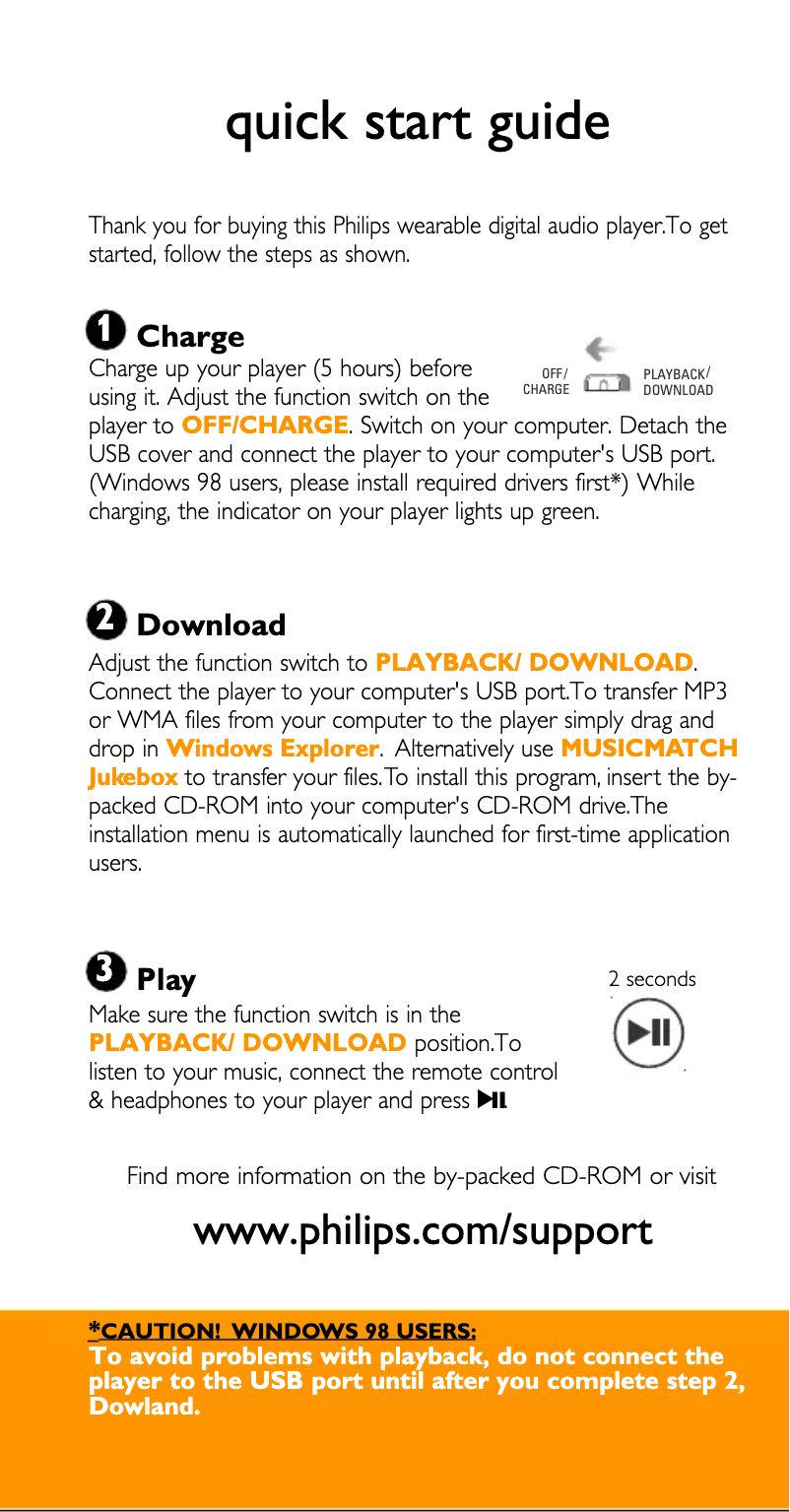 Página 1 del manual Guía de inicio rápido Philips SA5000